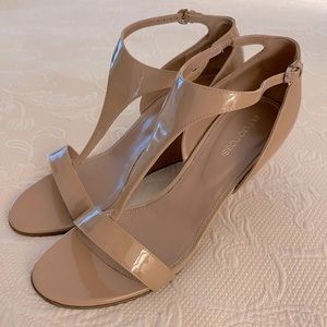 Sergio Rossi Nude Patent Wedge Heels, size 40.5 European (9.5 US)